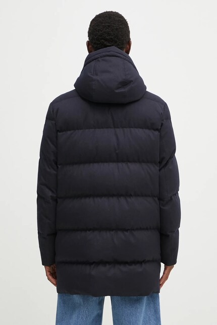 Woolrich wool jacket Luxe Long Parka navy blue color