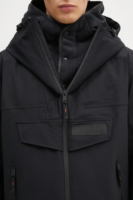 Napapijri jacket Rainforest Tech Op men's black color NP0A4IAF0411