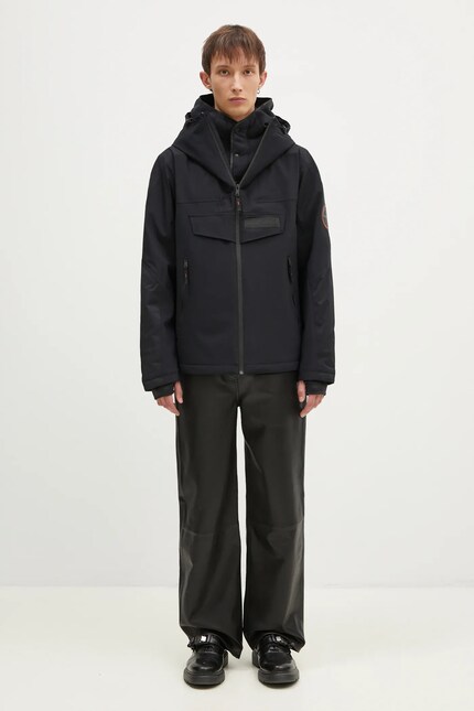 Napapijri jacket Rainforest Tech Op men's black color NP0A4IAF0411