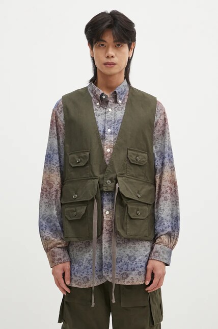 トップス engineered garments fowlvest 24ss Джинсовая безрукавка Engineered Garments Fowl Vest мужская цвет