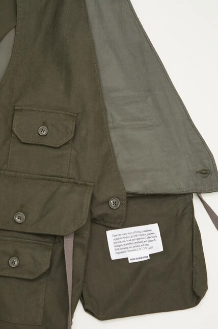 Engineered Garments denim vest Fowl Vest men's green color