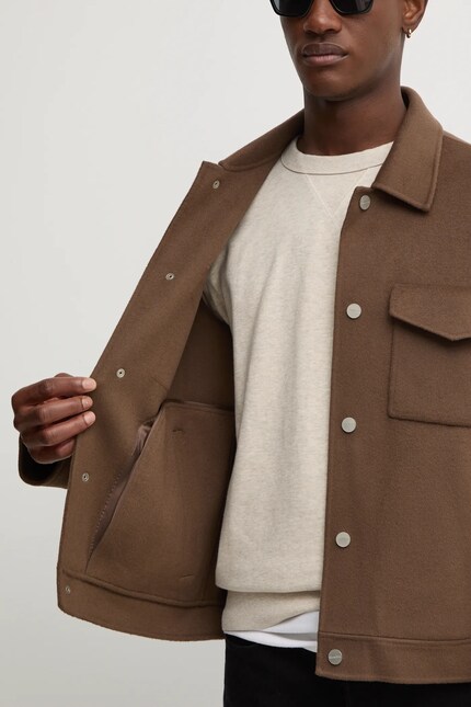 Nanushka woolen shirt jacket RHYS brown color NM24FWJK02578 at PRM US