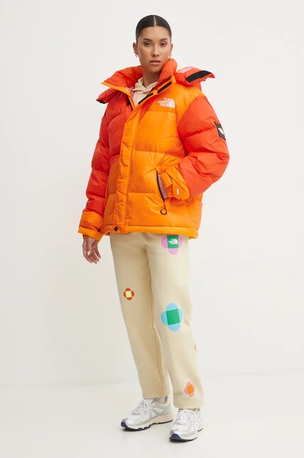 The North Face down jacket TNF x Yinka Ilori orange color