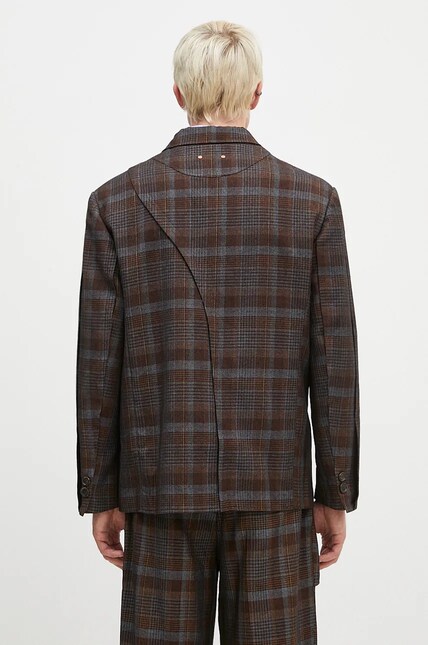 Andersson Bell wool blazer Soe Check Wrap Double Breasted Jacket