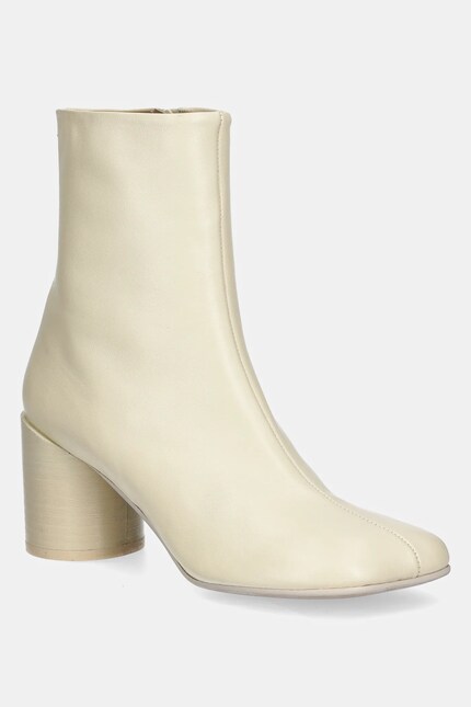 MM6 Maison Margiela leather ankle boots women's beige color