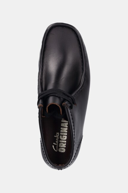 Clarks Originals leather shoes Wallabee Boot women's black color