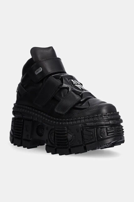 NewRock 厚底37 New Rock leather shoes Crust Negro Negro + Tank Casco Negro