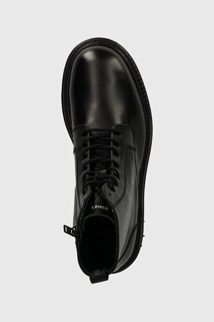 Kenzo leather shoes Ukio Lace Up Boots men's black color