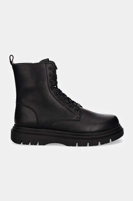Armani Exchange ghete de piele barbati, culoarea negru, XUM018