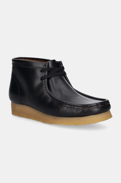 Clarks Originals leather shoes Wallabee Boot men's black color