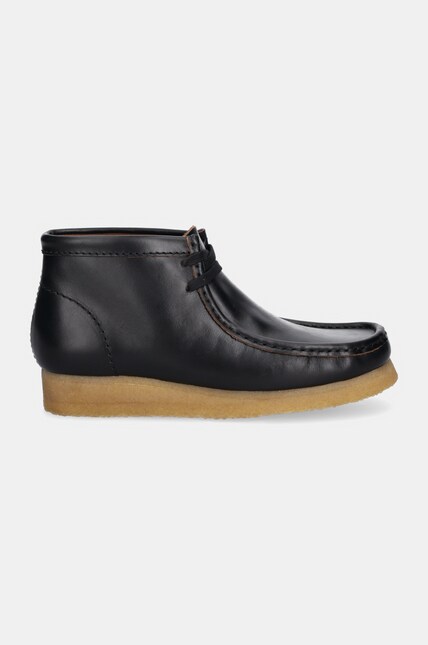 Clarks Originals leather shoes Wallabee Boot men's black color