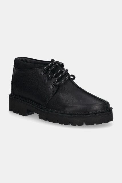 Clarks Originals leather shoes Trek Hike men's black color