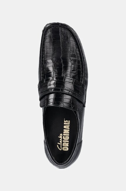 Clarks Originals leather loafers Wallabee Loafer men's black color