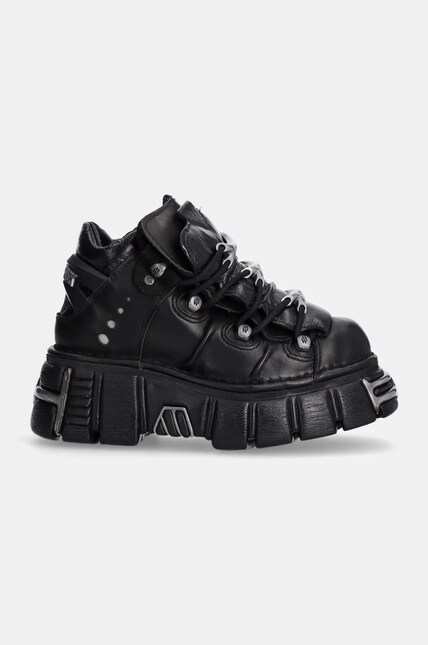 New Rock Ankle Boot Black Tower With Laces M-106-S1 M.106.S1 at PRM US