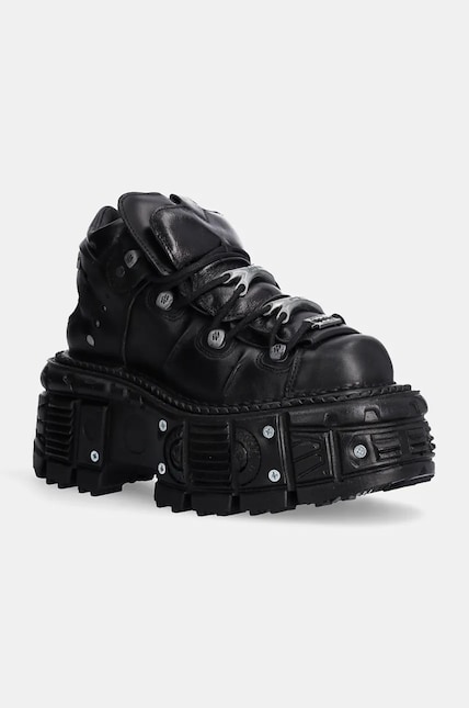 New Rock Ankle Boot Black Imperfect Tank With Laces M-Tank106-C2 M New Rock Ankle Boot Black Imperfect Tank With Laces M-Tank106-C2 M
