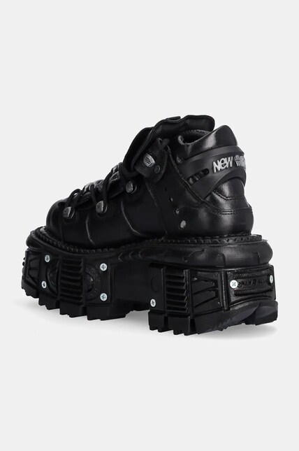 New Rock Ankle Boot Black Imperfect Tank With Laces M-Tank106-C2 M