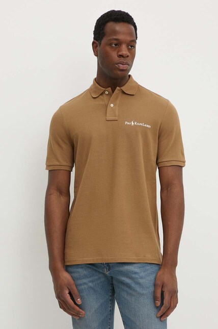 Polo Ralph Lauren cotton polo shirt brown color smooth