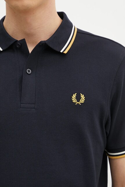 Fred Perry cotton polo shirt The Twin Tipped Shirt navy blue color