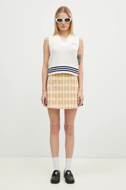adidas Originals skirt Tartan Skirt beige color IX7414 at PRM US