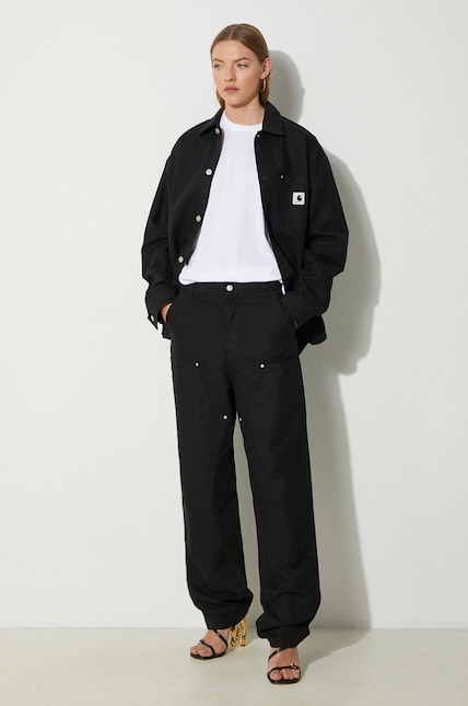 Carhartt WIP linen blend trousers Ethel Double Knee Pant black color I033573.8902 at PRM US Carhartt WIP linen blend trousers Ethel Double Knee Pant black color I033573.8902 at PRM US