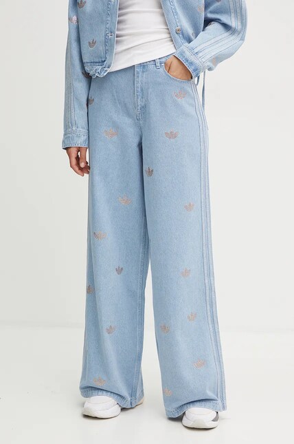 adidas Originals jeansi Femme Galore Denim Rhinestone Pants femei