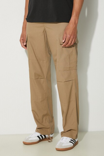 Carhartt WIP cotton trousers Regular Cargo Pant beige color