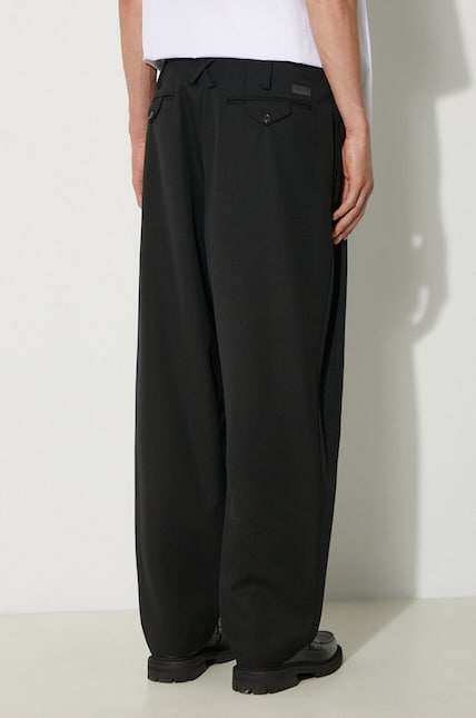 Kenzo wool blend trousers Relaxed School Boy Pant black color
