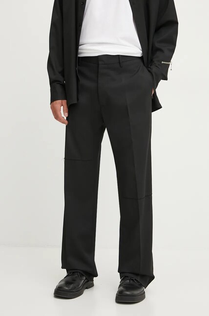 s*k様 2018s Maison Margiela black slacks Maison Margiela MM6 black trousers with frayed side panels — fall