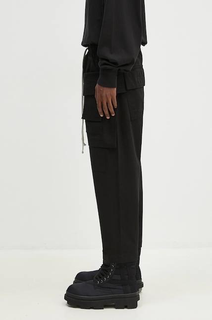 Rick Owens cotton trousers Creatch Cargo Cropped Drawstring black