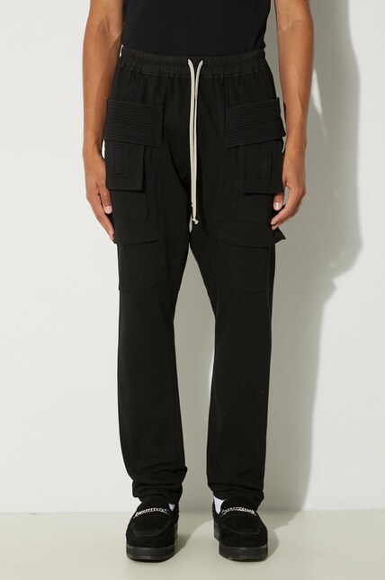 Rick Owens cotton joggers Creatch Cargo Drawstring black color