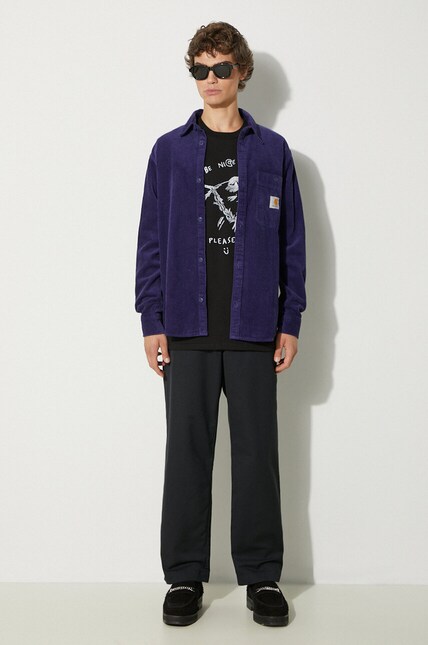 Carhartt WIP trousers Craft Pant men's navy blue color I027965
