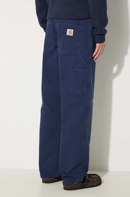 Carhartt WIP cotton trousers Double Knee Pant navy blue color