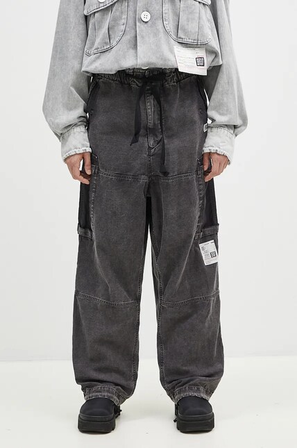Maison MIHARA YASUHIRO cotton trousers Satin Cargo black color