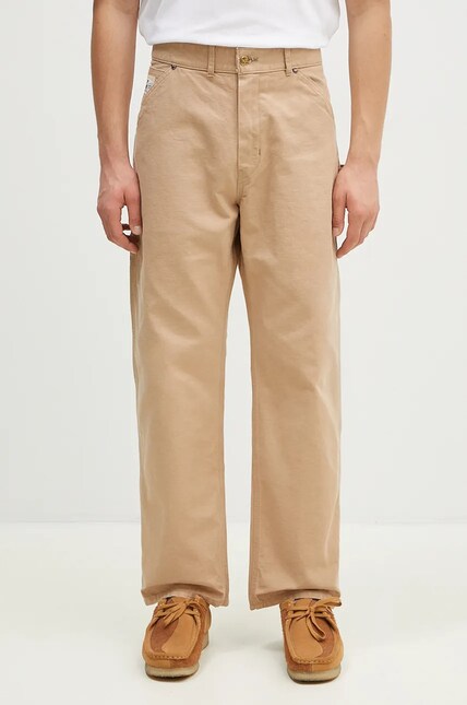 Human Made cotton trousers Washed Duck Work Pants beige color