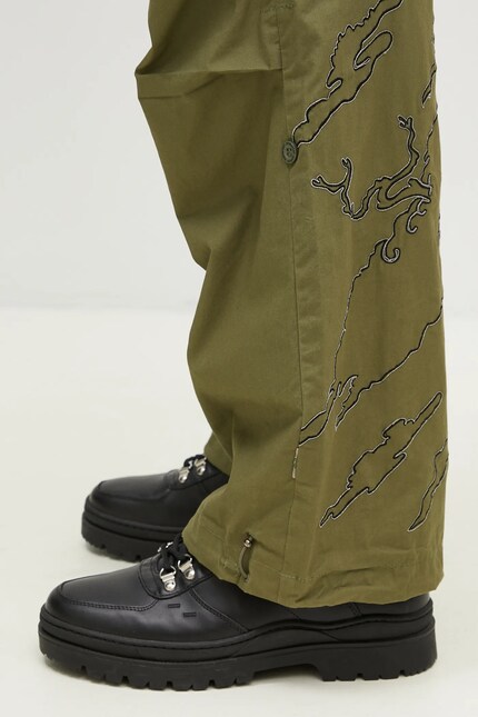 Maharishi cotton trousers Bonsai Landscape Loose Snopants green