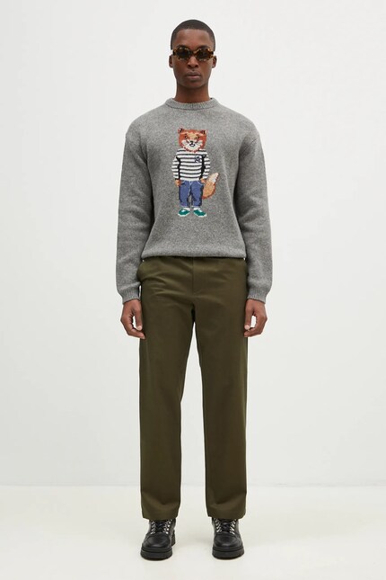 Maison Kitsuné cotton trousers Casual Pants green color