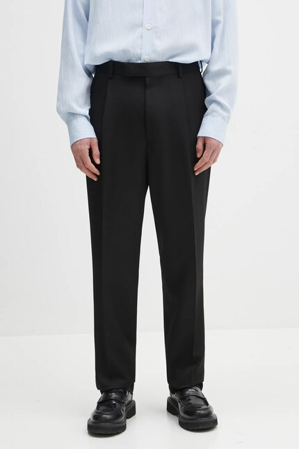 パンツ WACKO MARIA Black Wool Wide Slacks Wacko Maria wool trousers Pleated PRM EU