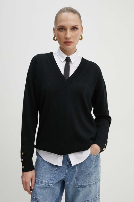マイ MICHAEL Michael Kors pulover de lana femei, culoarea negru, light