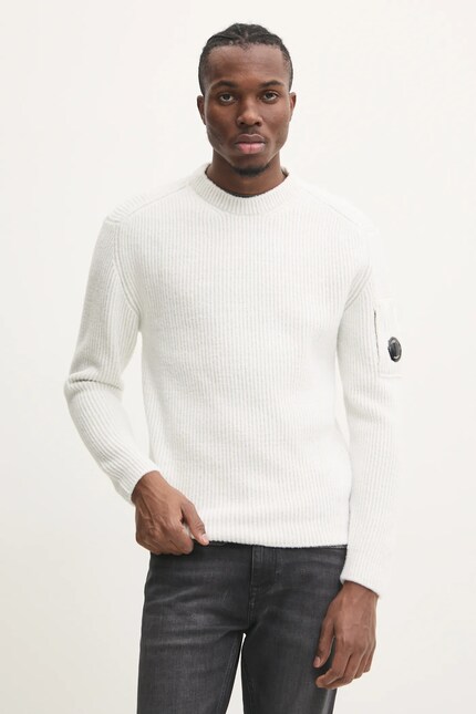 メンズウェア #GENTLEMAN CREW SWEAT - WHITE - Свитер с примесью шерсти C.P. Company мужской цвет белый