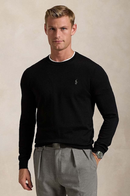 Polo Ralph Lauren woolen jumper Merino Wool men's black color