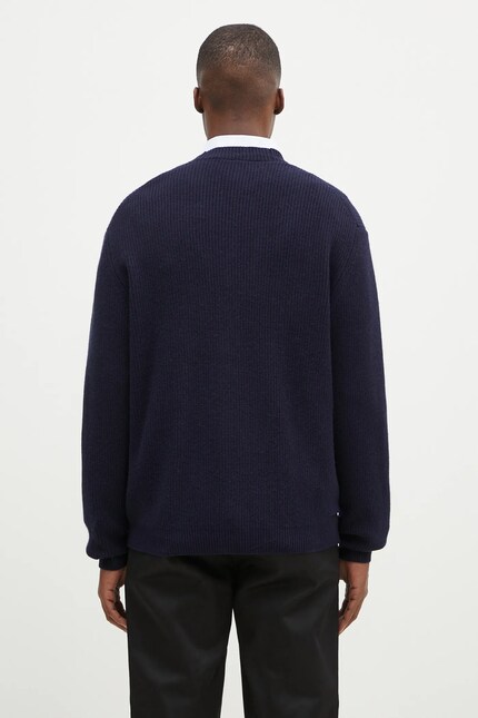 Maison Kitsuné wool blend cardigan Bold Fox Head navy blue color
