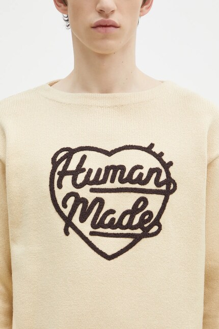 Human Made wool blend jumper Heart Knit Sweater men's beige color