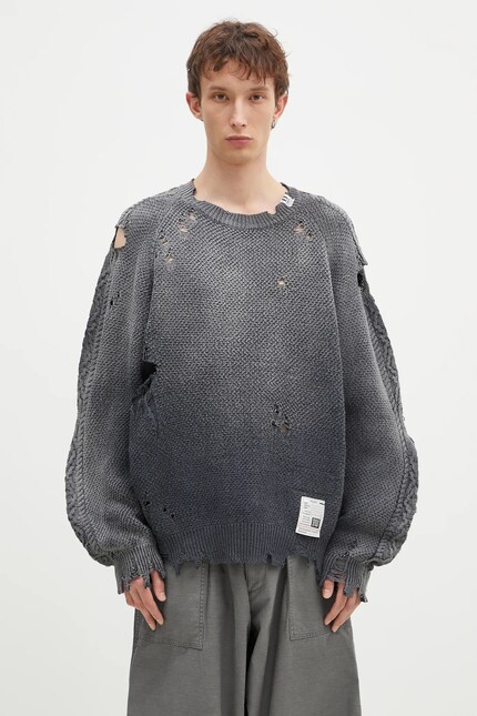 Maison MIHARA YASUHIRO cotton jumper Sun Faded Knit Pullover gray