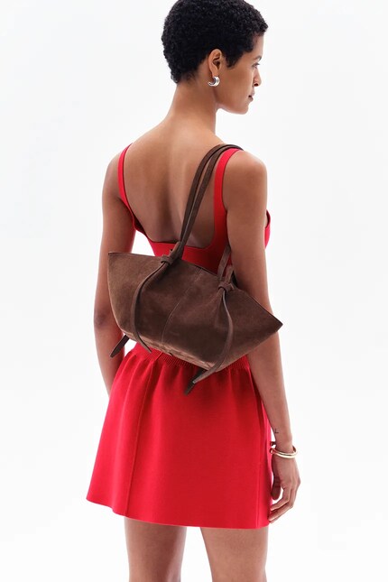 Yuzefi suede handbag brown color YUZCO-HB-MO-S004 at PRM US