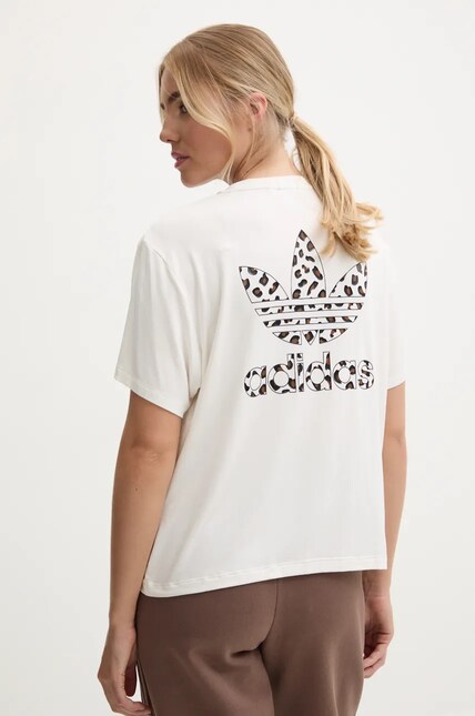 【051090 】 Футболка adidas Originals Trefoil Tee Leopard женская цвет бежевый