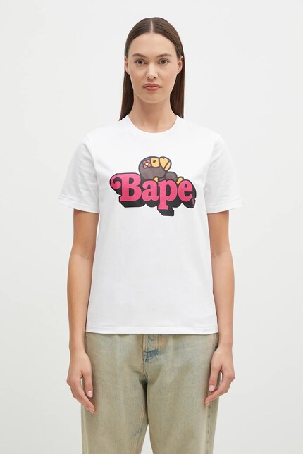 A Bathing Ape cotton t-shirt BABY LISA ON BAPE TEE women's white