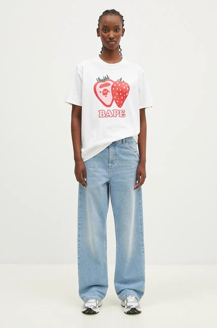 Хлопковая футболка A Bathing Ape Bape Strawberry женская цвет