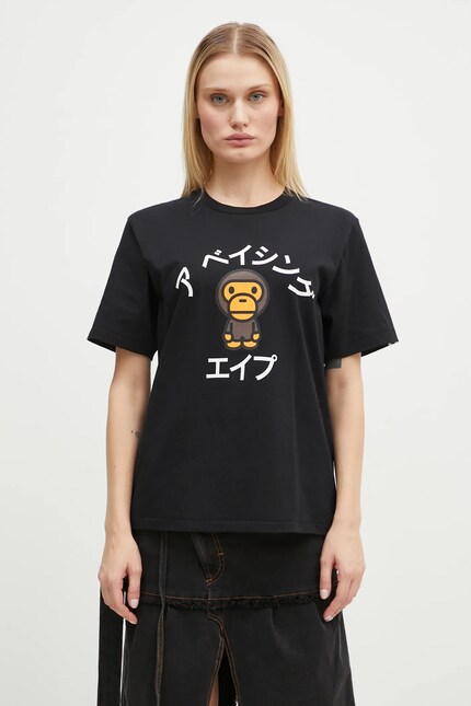 Хлопковая футболка A Bathing Ape Baby Milo Katakana College
