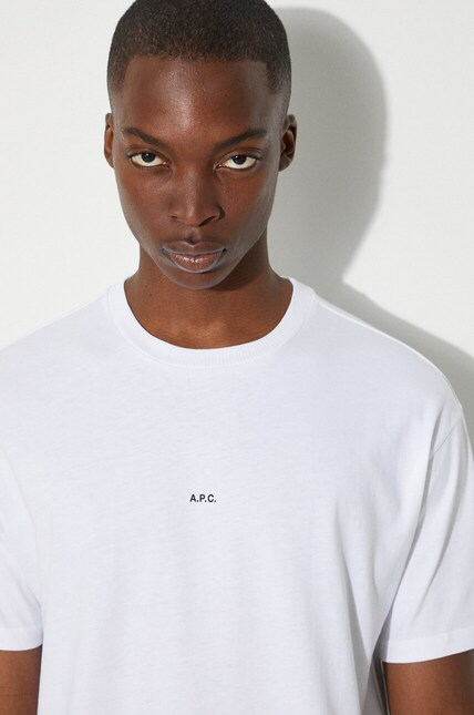 A.P.C. ホワイト Tシャツ Lサイズ A.P.C. cotton t-shirt boxy micro logo GOTS PRM EU