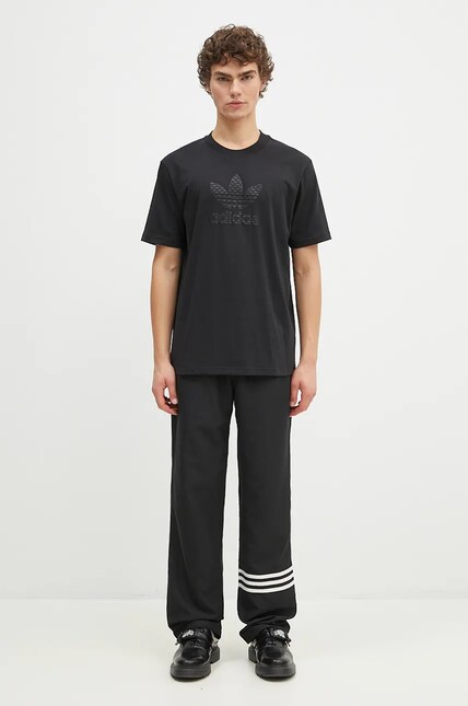 Хлопковая футболка adidas Originals мужская цвет чёрный с принтом